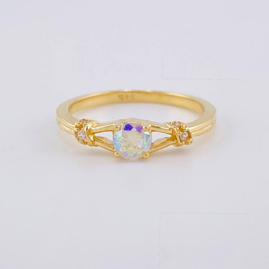 Anillo Solitario Listón Chispas 1.95 g / T5 Oro Amarillo 18K