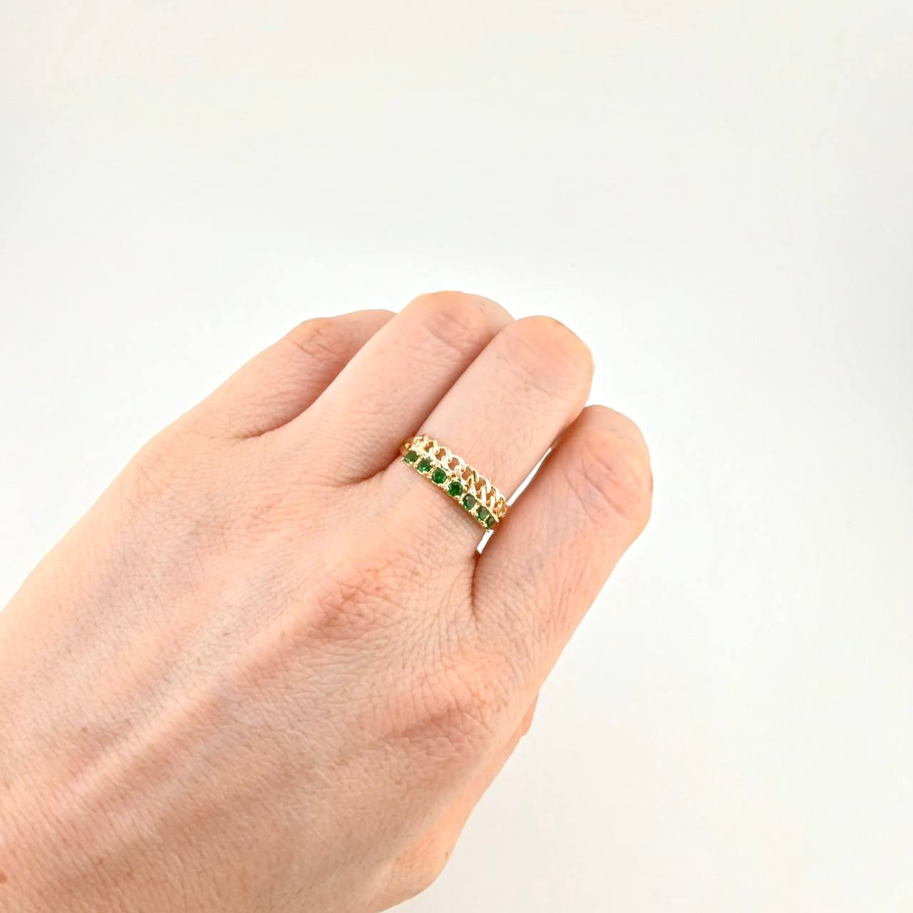 Anillo Hilera Cubana 2.3 g / T7 1/4 Oro Amarillo 18K