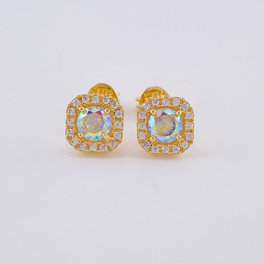 Topos Halo Cuadrado 2.45 g / in / 7.4 mm Oro Amarillo 18K