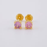Stud Earrings Four Prongs 1.55 g / in / 4.4 mm Yellow Gold 18K