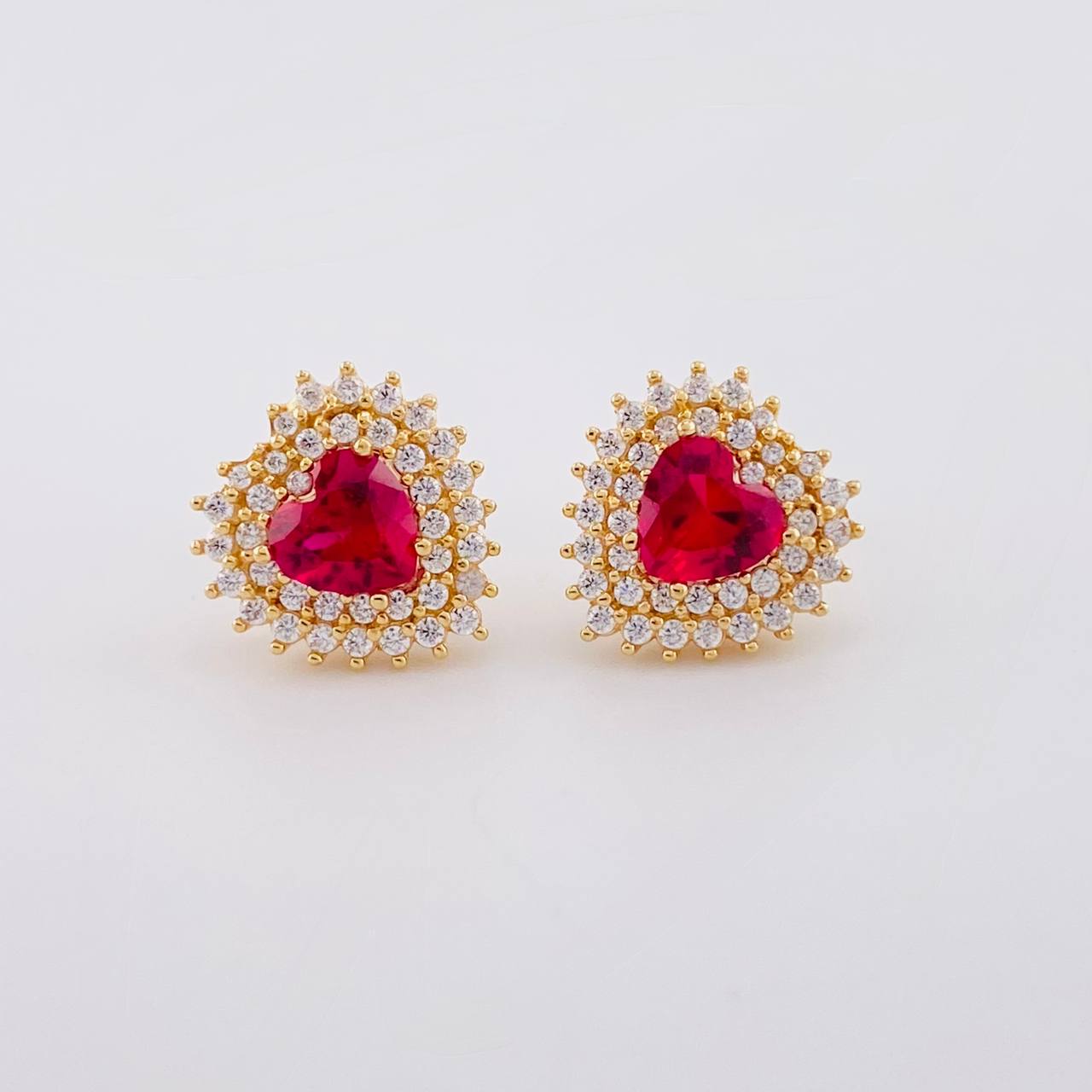 Topos Set Corazón Halo Tupido 6.8g / in / 13.2mm Oro Amarillo 18K