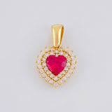 Topos Set Corazón Halo Tupido 6.8g / in / 13.2mm Oro Amarillo 18K