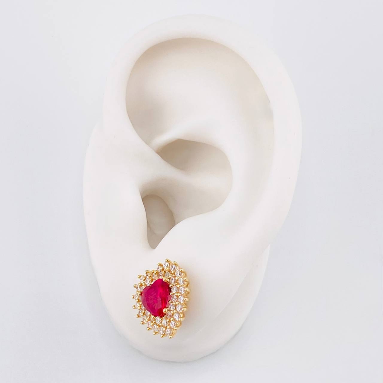 Topos Set Corazón Halo Tupido 6.8g / in / 13.2mm Oro Amarillo 18K