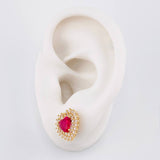 Topos Set Corazón Halo Tupido 6.8g / in / 13.2mm Oro Amarillo 18K