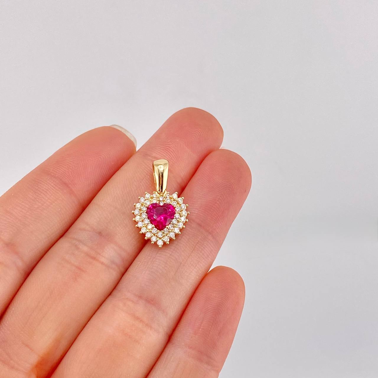 Topos Set Corazón Halo Tupido 6.8g / in / 13.2mm Oro Amarillo 18K