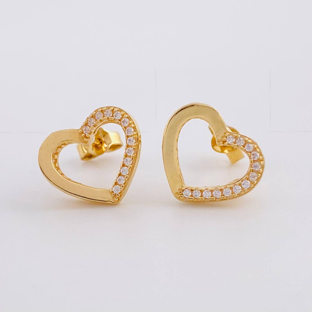 Topos Set Silueta Corazón Doble 4.3g / in / 11.05mm Oro Amarillo 18K