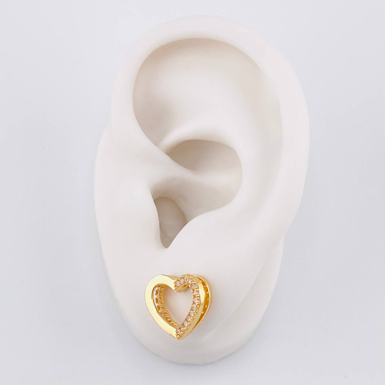 Topos Set Silueta Corazón Doble 4.3g / in / 11.05mm Oro Amarillo 18K