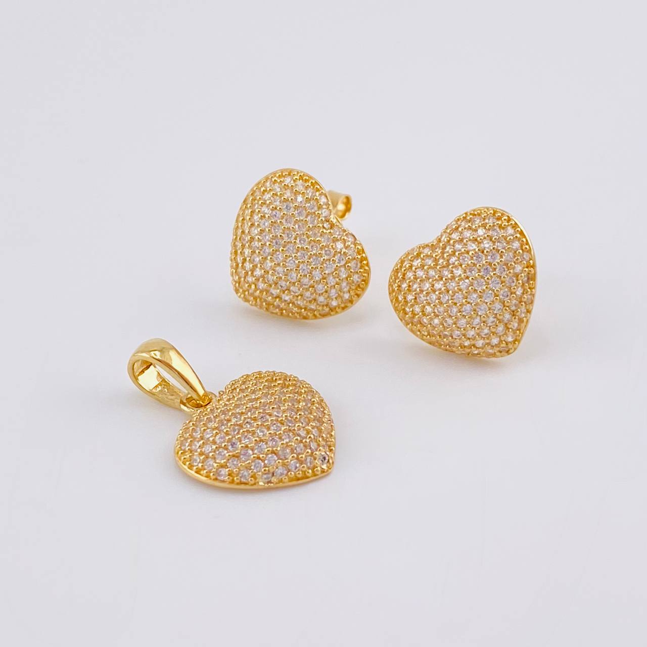Topos Set Corazón Tupido 5.25g / in / 12.7mm Oro Amarillo 18K
