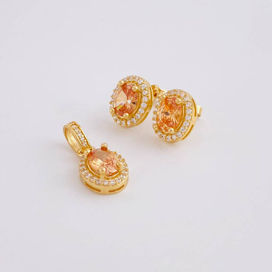 Topos Set Ovalo Tupido 6.35g / in / 12.35mm Oro Amarillo 18K