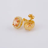 Topos Set Ovalo Tupido 6.35g / in / 12.35mm Oro Amarillo 18K