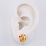 Topos Set Ovalo Tupido 6.35g / in / 12.35mm Oro Amarillo 18K