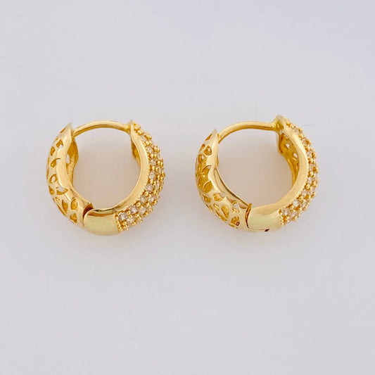 Candongas Carril Tupido Floral 5.6g / 1/2 in Oro Amarillo 18K