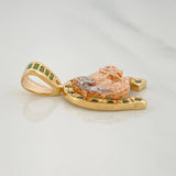 Pendant Horseshoe Horse 4.1 g / 1 in Three Golds 18K
