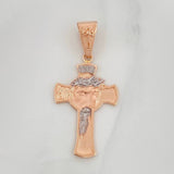 Pendant Cross Face of Christ 5 g / 1 3/4 in Two-Tone White Rose Gold 18K
