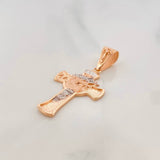 Pendant Cross Face of Christ 5 g / 1 3/4 in Two-Tone White Rose Gold 18K