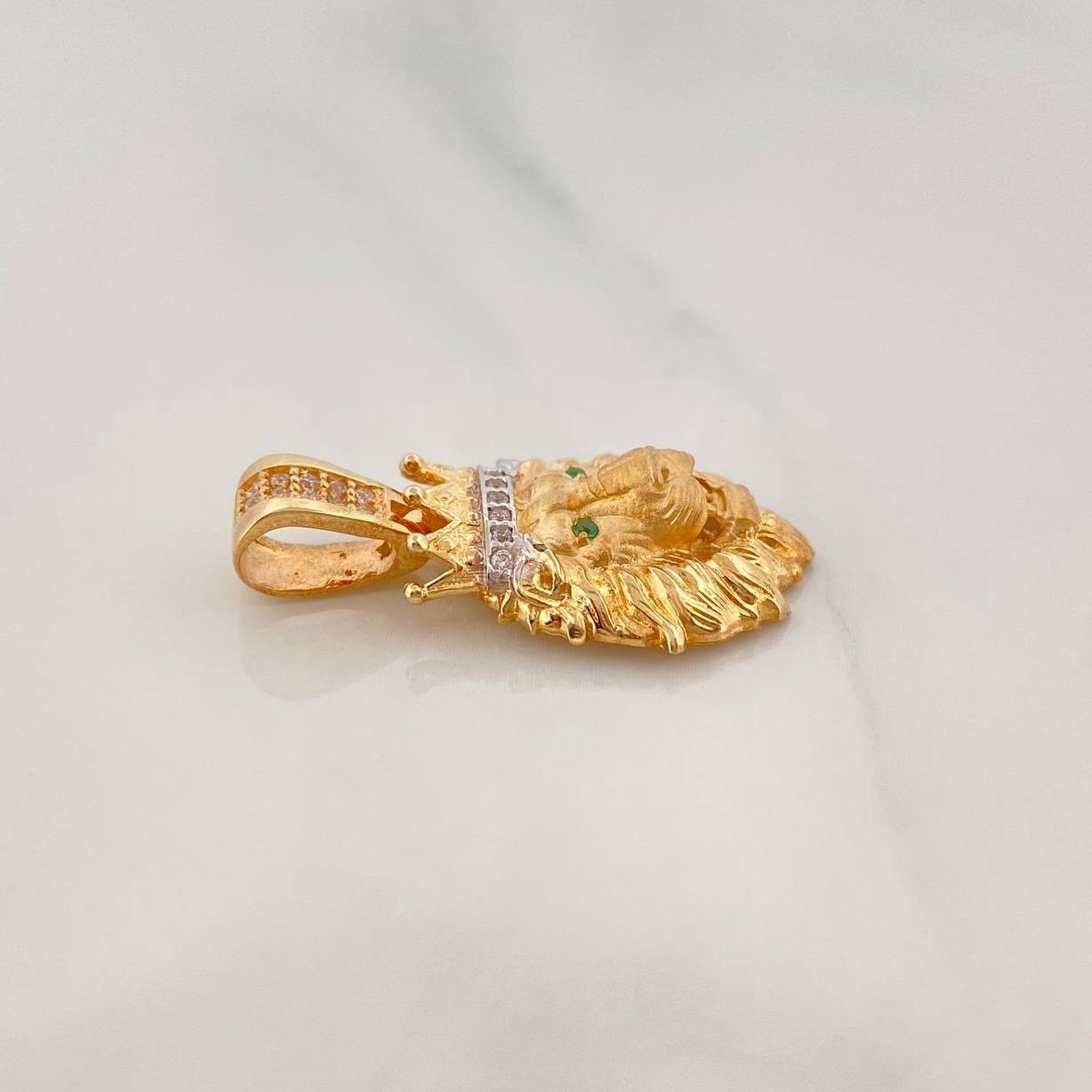 Dije León 3.55 g / 1 in Dos Oros Amarillo Blanco 18K