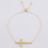 Pulso Aro Seguido Cruz Tupida 2.25g / 8 3/4 in / 1.3mm Oro Amarillo 18K
