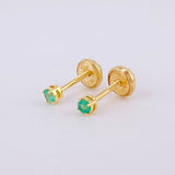 Stud Earrings Spark Four Claws Emeralds 11pts 0.75g / in / 2.8mm Yellow Gold 18K