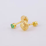 Stud Earrings Spark Four Claws Emeralds 11pts 0.7g / in / 2.85mm Yellow Gold 18K