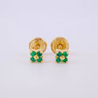 Stud Earrings Flower Four Petals Emeralds 10pts 0.95g / in / 3.9mm Yellow Gold 18K