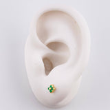 Stud Earrings Flower Four Petals Emeralds 10pts 0.95g / in / 3.9mm Yellow Gold 18K