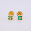 Stud Earrings Flower Emeralds 9pts 1.05g / in / 3.8mm Yellow Gold 18K