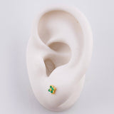 Stud Earrings Flower Emeralds 9pts 1.05g / in / 3.8mm Yellow Gold 18K