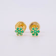 Stud Earrings Flower Emeralds 9pts 0.75g / in / 4.2mm Yellow Gold 18K