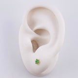 Stud Earrings Flower Emeralds 9pts 0.75g / in / 4.2mm Yellow Gold 18K