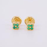 Clover Stud Earrings Emeralds 5pts 0.85g / in / 3.7mm Yellow Gold 18K