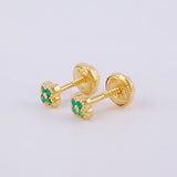Topos Trebol Esmeraldas 8pts 0.85g / in / 3.8mm Oro Amarillo 18K