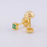 Topos Trebol Esmeraldas 8pts 0.85g / in / 3.8mm Oro Amarillo 18K