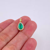 Stud Earrings Set Tears Halo with Emerald Pendant 2.23 carats Diamonds 34 points 3.3g / in / 10.9mm Yellow Gold 18K