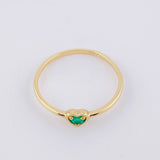 Anillo Corazón Esmeraldas 8Pts 1.25 g / T6 1/2 Oro Amarillo 18K