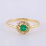 Ring Royal Sparkle Emeralds 18Pts, Diamonds 3Pts 1.45 g / T7 Yellow Gold 18K