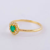 Ring Royal Sparkle Emeralds 18Pts, Diamonds 3Pts 1.45 g / T7 Yellow Gold 18K