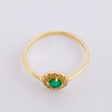 Ring Royal Sparkle Emeralds 18Pts, Diamonds 3Pts 1.45 g / T7 Yellow Gold 18K