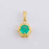 Hexagonal Flower Pendant Emerald 59Pts 1.3 g / 1 1/4 in 18K Yellow Gold