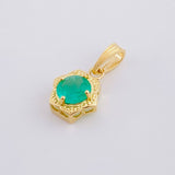 Hexagonal Flower Pendant Emerald 59Pts 1.3 g / 1 1/4 in 18K Yellow Gold