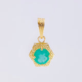 Hexagonal Flower Pendant Emerald 59Pts 1.3 g / 1 1/4 in 18K Yellow Gold