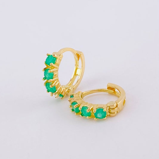 Hoop Earrings Prisma Emeralds 41Pts 1.6 g / 3/4 in Yellow Gold 18K