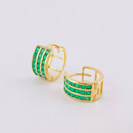 Hoop Earrings Aurora Emeralds 67Pts 2.8 g / 3/4 in Yellow Gold 18K