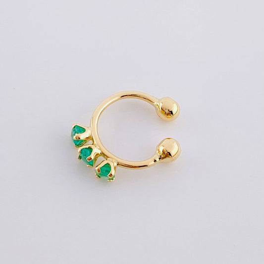 Piercing Green Crown Esmeraldas 18Pts 0.6 g / 1 in Oro Amarillo 18K