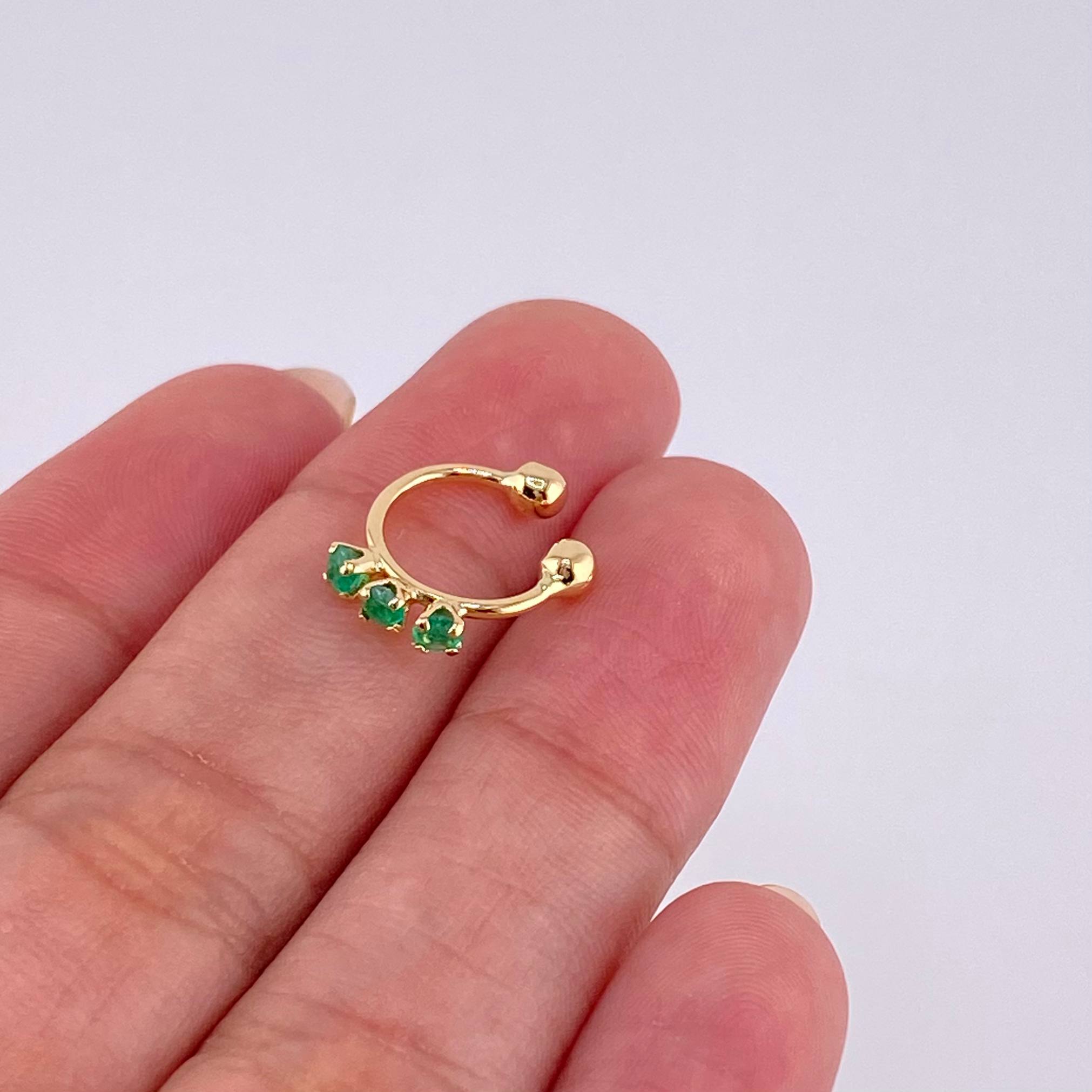 Piercing Green Crown Esmeraldas 18Pts 0.6 g / 1 in Oro Amarillo 18K