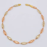 Tobillera Rustica Hexagonal 4.5 g / 9 3/4 in / 4.8 mm Tres Oros 18K