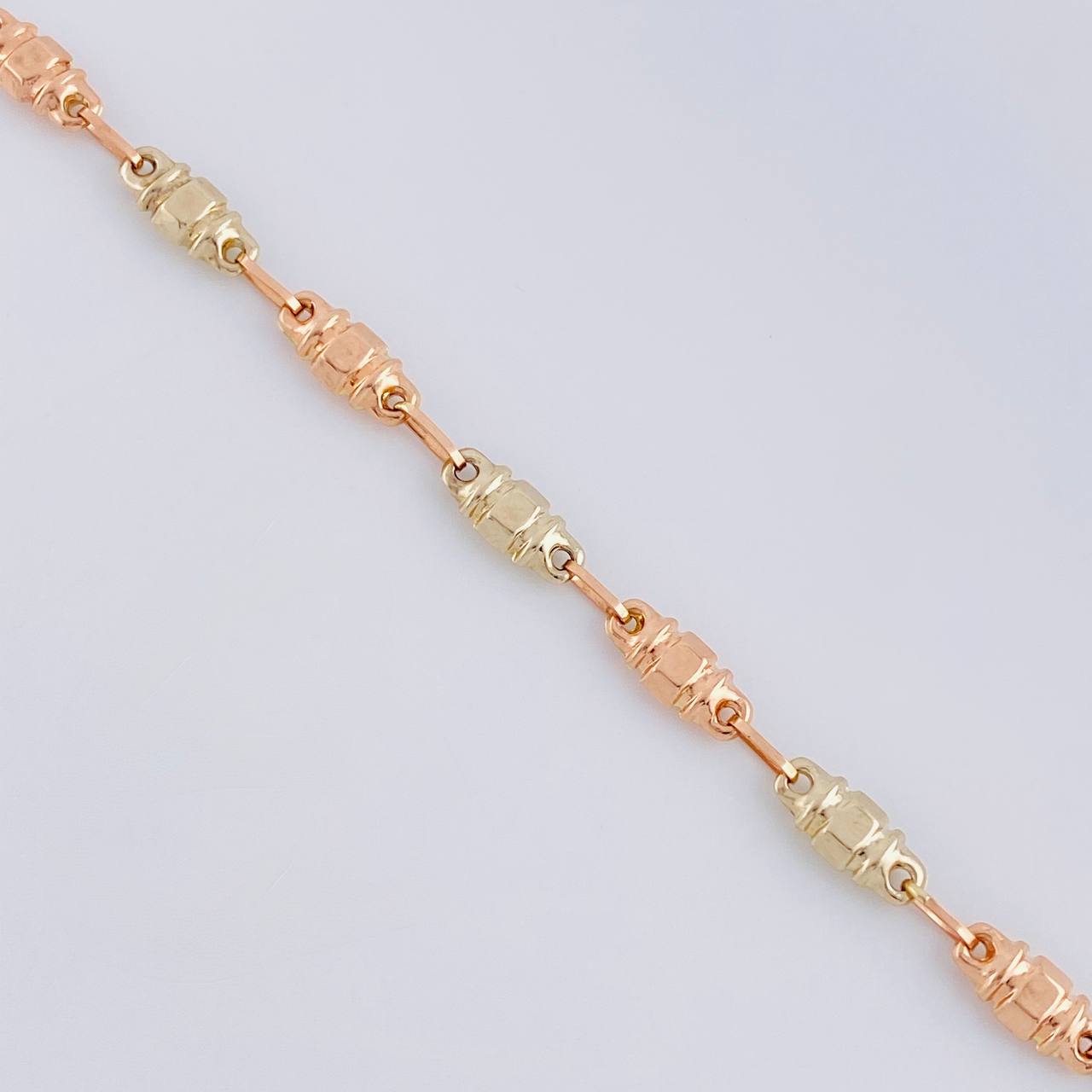 Tobillera Rustica Hexagonal 4.5 g / 9 3/4 in / 4.8 mm Tres Oros 18K