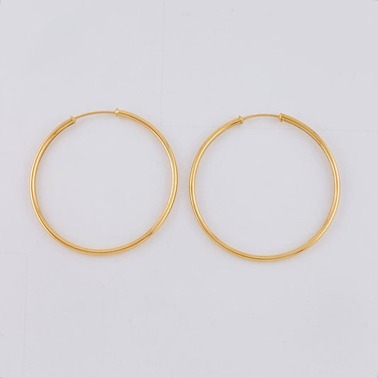 Hoop Earrings Smooth Hoop 3.7 g / 1 1/2 in 18K Yellow Gold