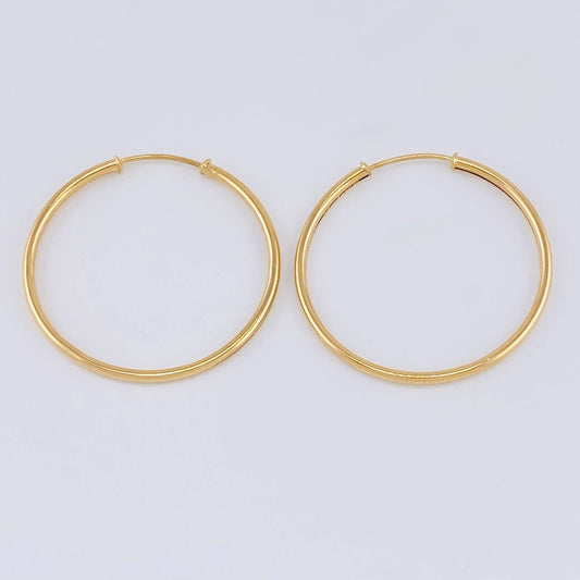 Hoop Earrings Smooth Hoop 2.8 g / 1 1/4 in 18K Yellow Gold