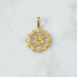 Pendant 15s Red 2.65gr / 2.6cm / White Zircons Textured Edge 18K Yellow Gold