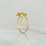 Triple Drop Ring 3.05gr / Size 7 3/4 / White Zircons Green 18K Yellow Gold